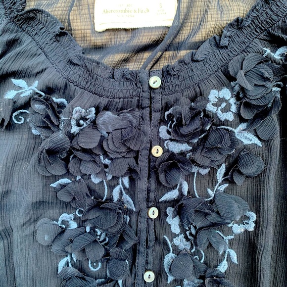 ⬇️ Abercrombie & Fitch Navy Blouse Small - Picture 2 of 4